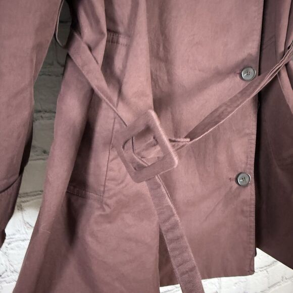 The Frankie Shop Lisburn Short Trench Coat Belted in Burgundy One Size O/S - Picture 9 of 15